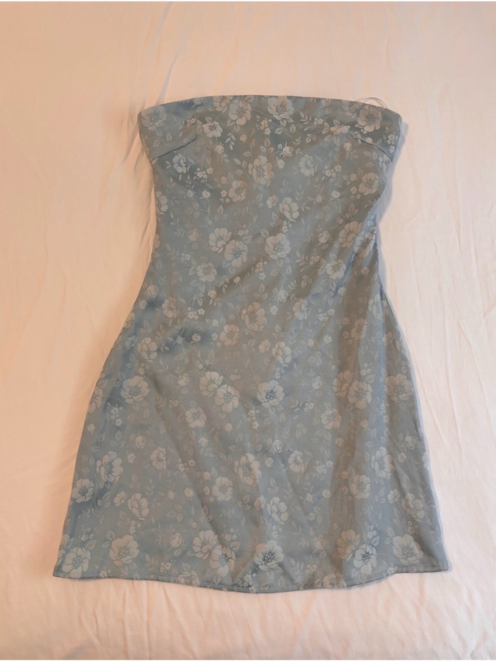 Princess Polly Strapless Floral Mini Dress in Light Blue